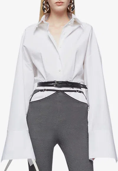 Attico Tight Waist Long-sleeved Shirt In White