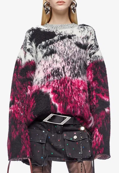 Attico Oversized Wool-blend Jacquard Sweater In Multicolor