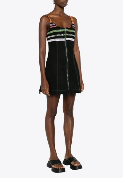 Cormio Lindsey Sleeveless Denim Mini Dress In Black