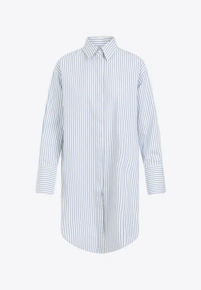 Victoria Beckham Yellow Chamomile Organic Cotton Wrap Front Blouse In Blue