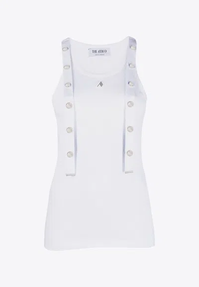 Attico Strap Detail Ribbed Tank Top In White
