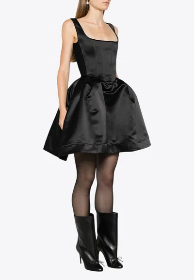Vivetta Duchess Satin Mini Dress In Black
