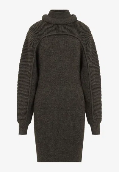 Isabel Marant Hilde Wool Mini Dress In Khaki