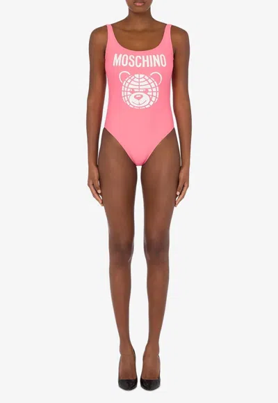 Moschino Teddy One-piece Swimsuit In Pink