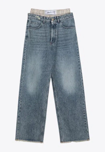 Erika Cavallini Leone Light Washed Denim Pants In Light Blue