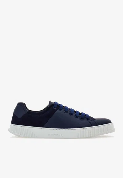 Ferragamo Lace-up Low-cut Sneakers In Blue