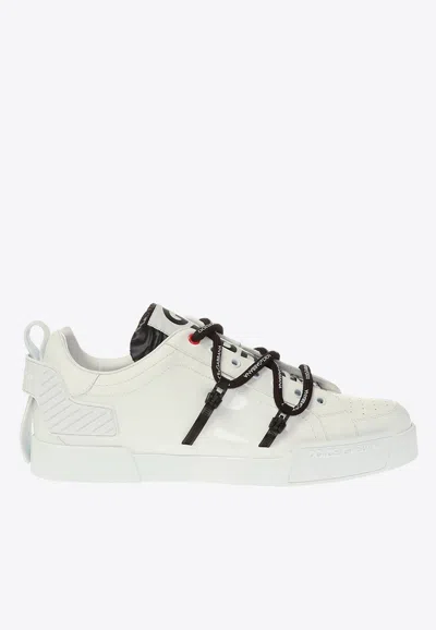 Dolce & Gabbana Portofino Sneaker In Calfskin And White Paint