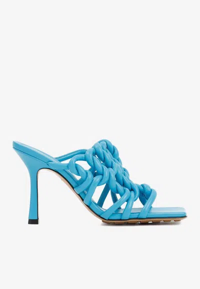 Bottega Veneta 100mm Twisted Interwoven Leather Sandals In Pool