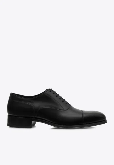 Tom Ford Burnished Claydon Lace-up Shoes In Black