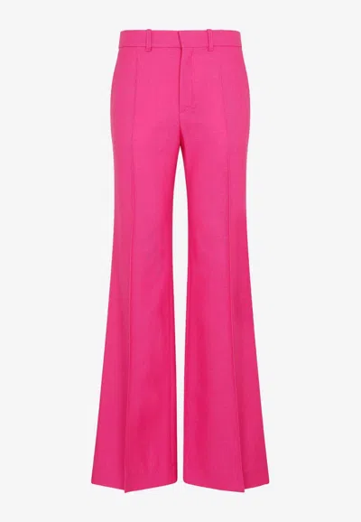 Chloé Wool Flared Pants In Pink