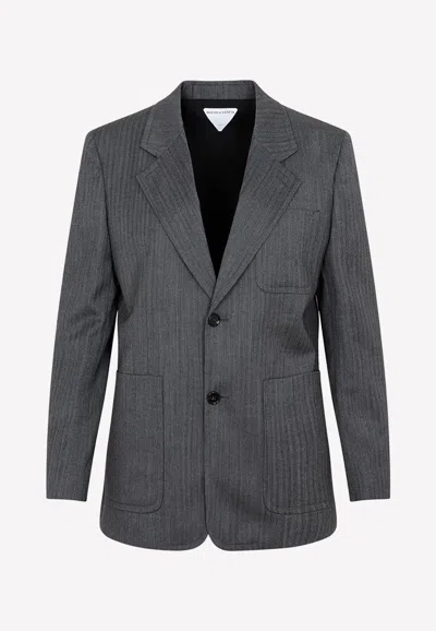 Bottega Veneta Chevron Pattern Jacket In Gray