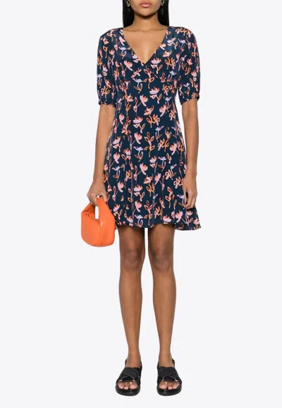 Paul Smith Abstract Print V-neck Mini Dress In Navy