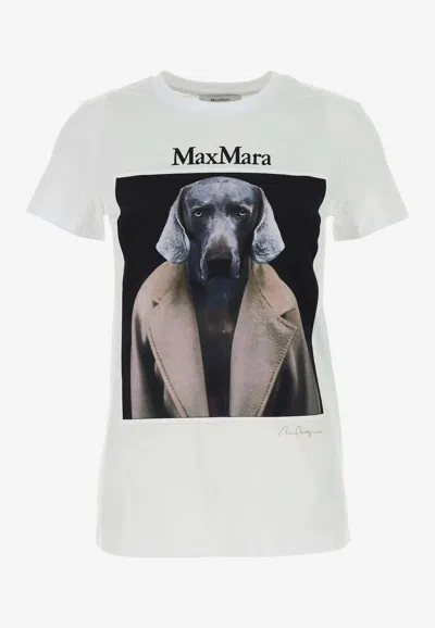 Max Mara Face Powder Weimaraner Graphic T-shirt In White