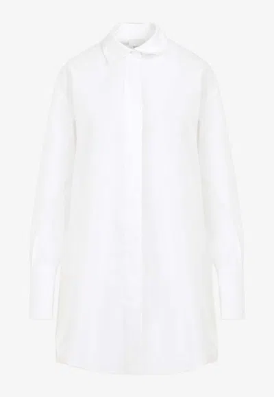 Patou Logo-embroidered Mini Shirt Dress In White