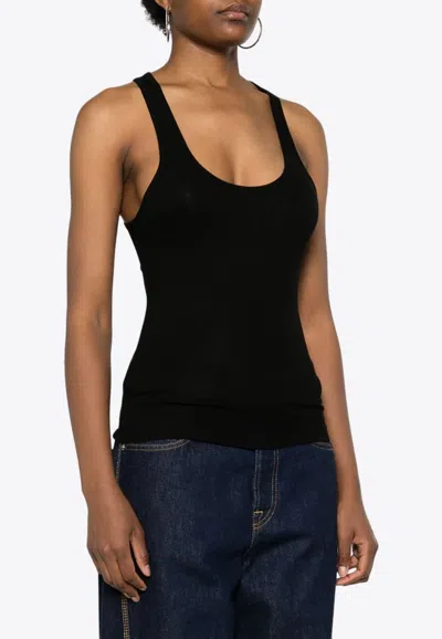 Agolde Karla Fluid Ribbed Scoop Neck Tank Top In Black