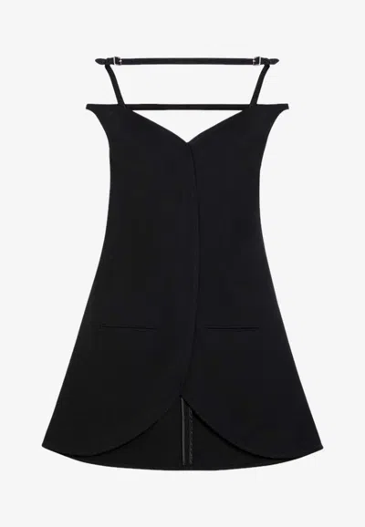 Courrèges Ellipse Bustier Mini Dress In Black