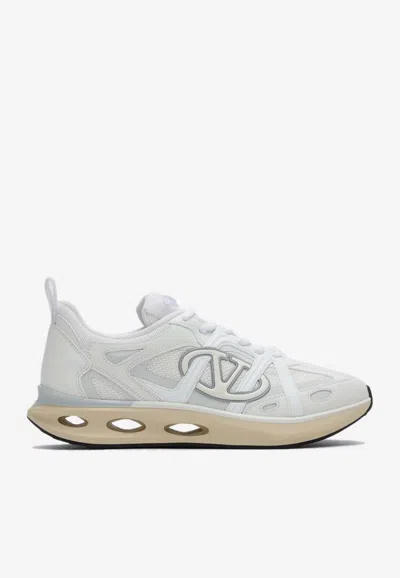 Valentino White Leather And Fabric Vlogo Easyjog Sneakers In White