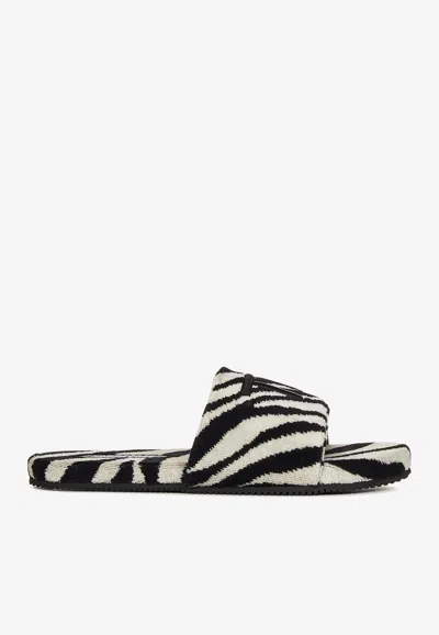 Tom Ford Harrison Zebra Stripe Slide Sandal In Monochrome
