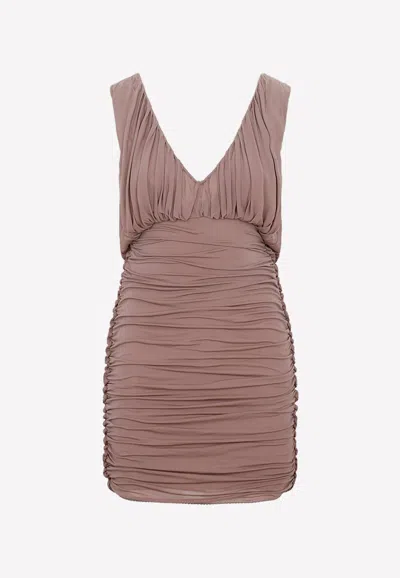Saint Laurent Woman Short Dress Light Brown Size 6 Cupro In Beige