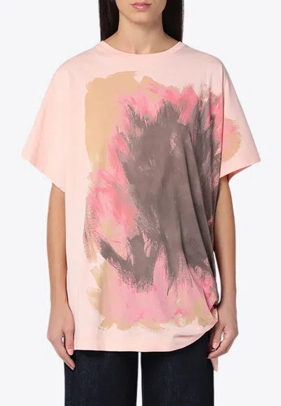 Dries Van Noten Pink Cotton T Shirt With Bow In Pink