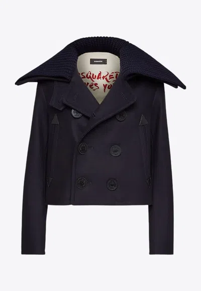Dsquared2 Double-breasted Sailor Mini Peacoat In Navy