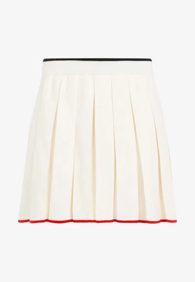 Thom Browne Needle Stitch Wool Pleated Mini Skirt In White