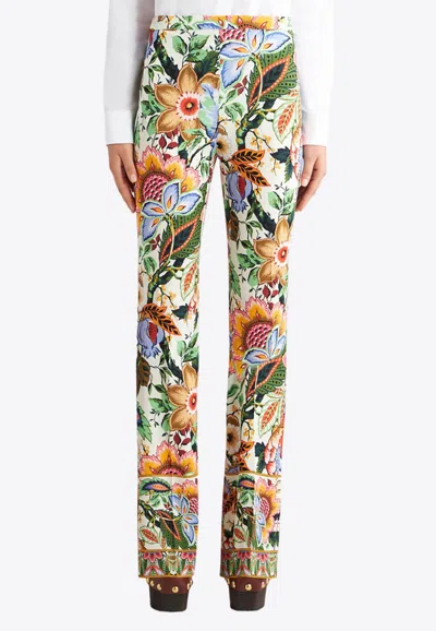 Etro High-waisted Floral Pants In Multicolor