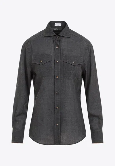 Brunello Cucinelli Shirts In Gray
