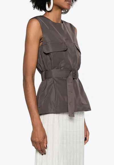 P.a.r.o.s.h Pesca Sleeveless Belted Top In Gray