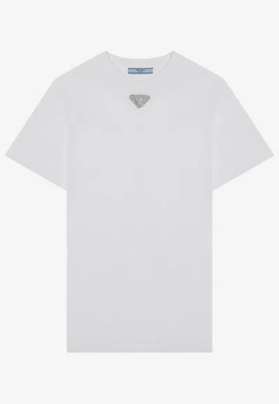 PRADA GLASS TRIANGLE LOGO T-SHIRT 