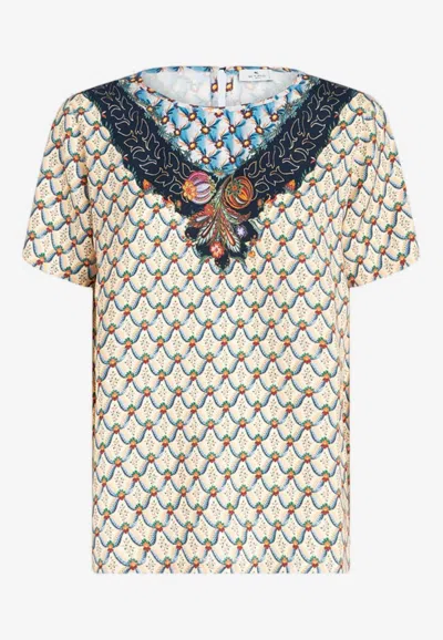 Etro Graphic-print Short-sleeved Blouse In Multicolor