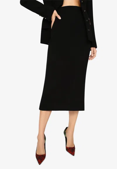 Dolce & Gabbana High-waist Wool Pencil Skirt In Black