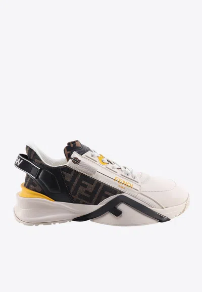 Fendi Flow Sneaker With Distinctive Monogram Accents In White