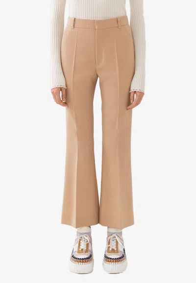 Chloé Asymmetrical Wool Pants In Beige