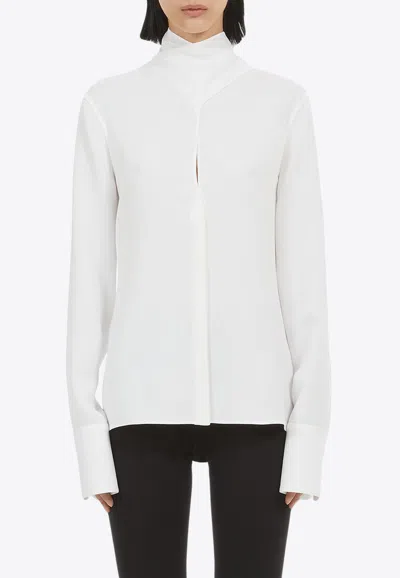 Ferragamo Viscose Blouse With Sash Collar In White