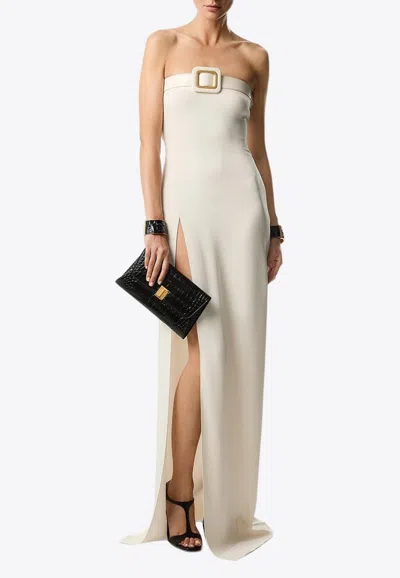Shop Tom Ford Strapless Buckled Gown In White