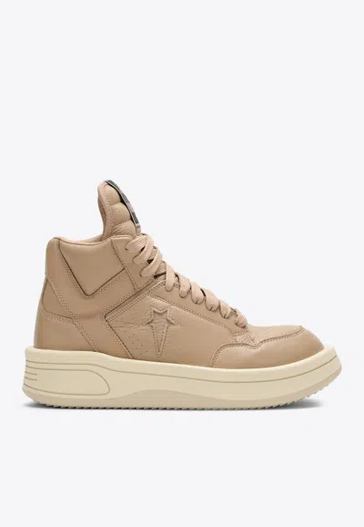 Converse X Drkshdw Turbowpn High-top Sneakers In Calf Leather In Pink