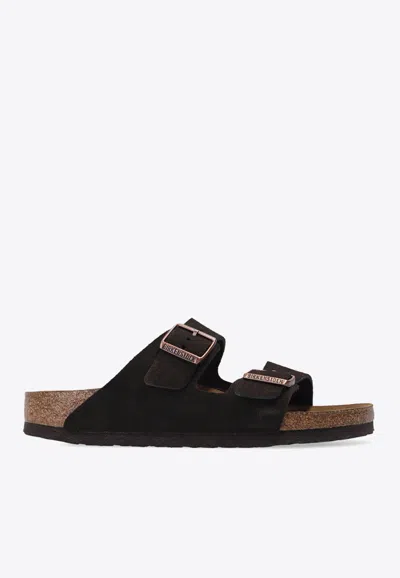 Birkenstock Zurich Double-strap Leather Slides In Brown