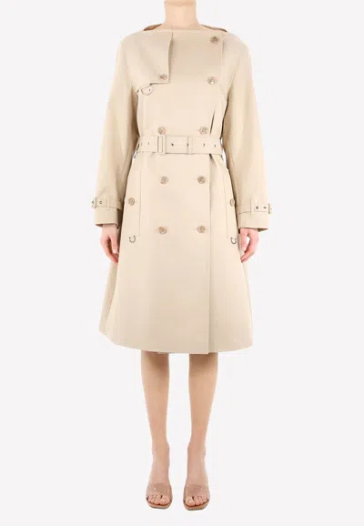 Burberry Double-breasted Trench Coat In Beige