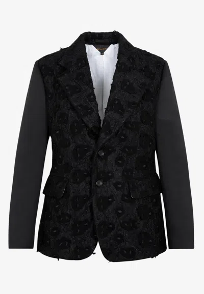 Shop Comme Des Garçons Single-breasted Embroidered Blazer In Black