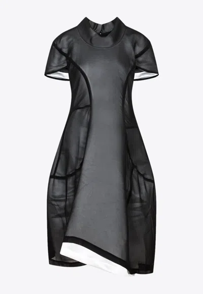 Comme Des Garçons Black White Polyester Mini Dress In Black