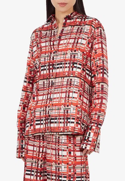 Ferragamo Long-sleeved Checked Shirt In Red