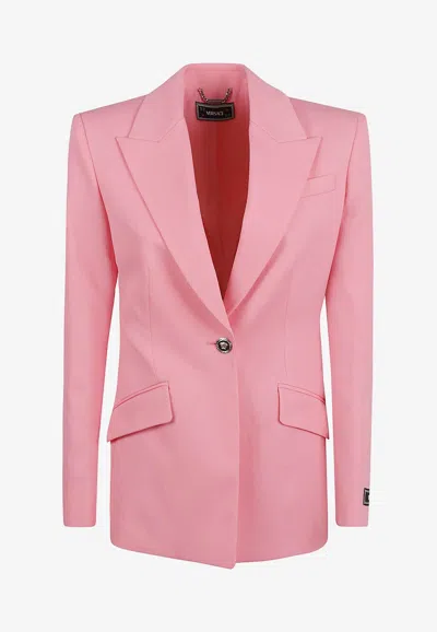 Versace Informal Tailored Wool Blazer Jacket In Pink