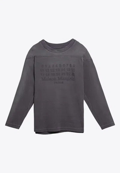 Maison Margiela Aubergine-coloured Cotton Sweater With Logo Women In Purple