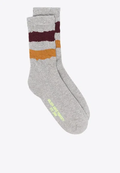 Golden Goose Db Stripe-detail Ribbed Knit Socks In Gray
