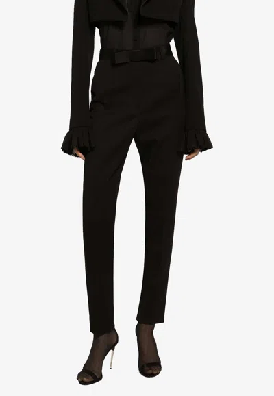 Dolce & Gabbana Wool Cigarette Pants In Black