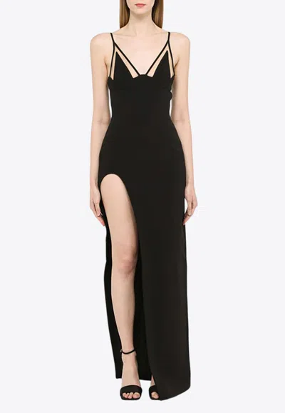 David Koma Sleeveless Maxi Dress With Slit In Black
