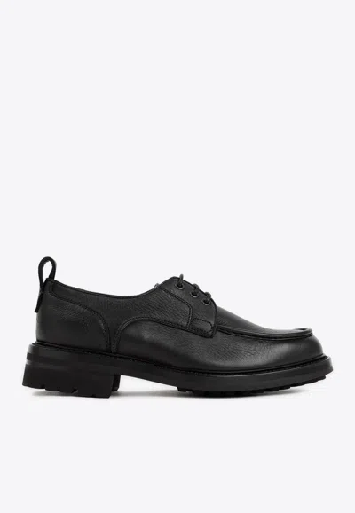 Brioni Leather Derby Lace-up Shoes In Black