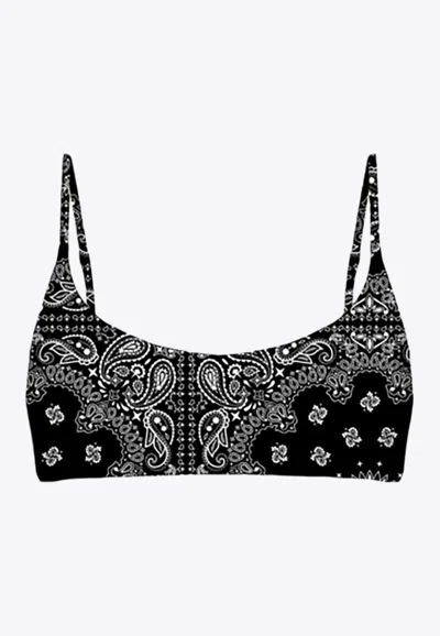 Mc2 Saint Barth Bandana Print Bikini Top In Black