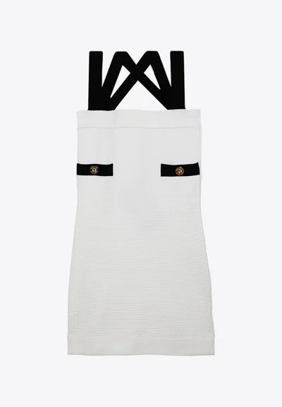 Patou Crossed Straps Mini Dress In White